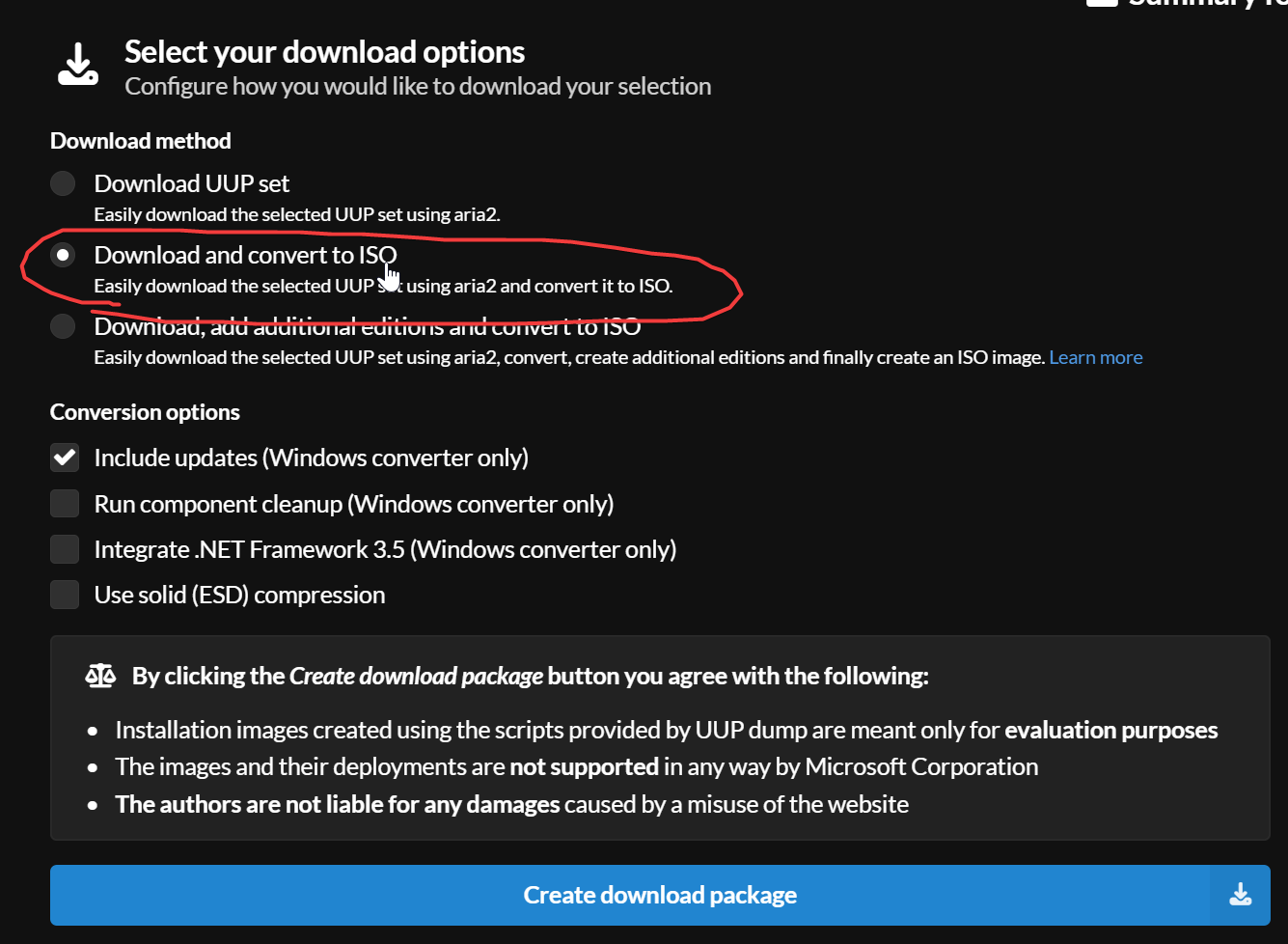 Create download package